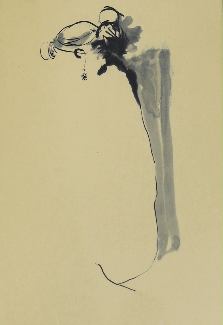 Christopher Todd Hunter, ink and wash, Study of a woman, 38 x 26cm
